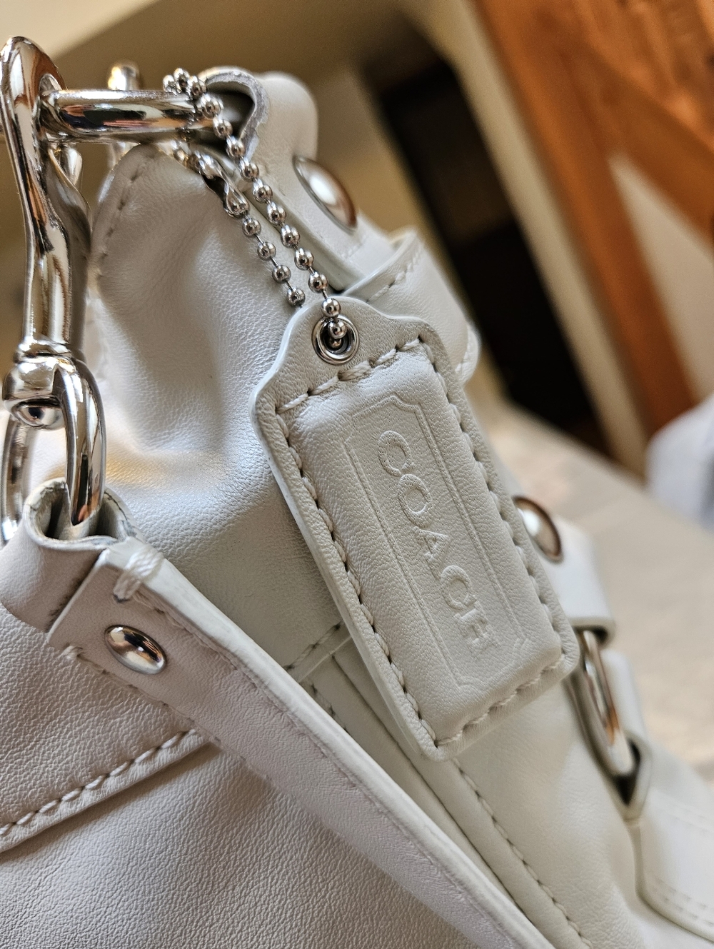 Coach Zoe Ivory Leather Hobo Shoulder Bag - Picture 7 of 16